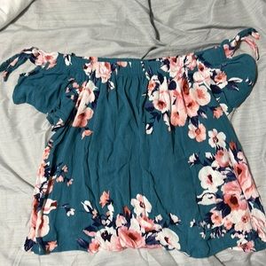 Off shoulder flower print blouse